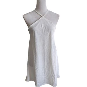 NWT Lulu's White Halter Mini Dress Cross Front Straps Open Back Size Small
